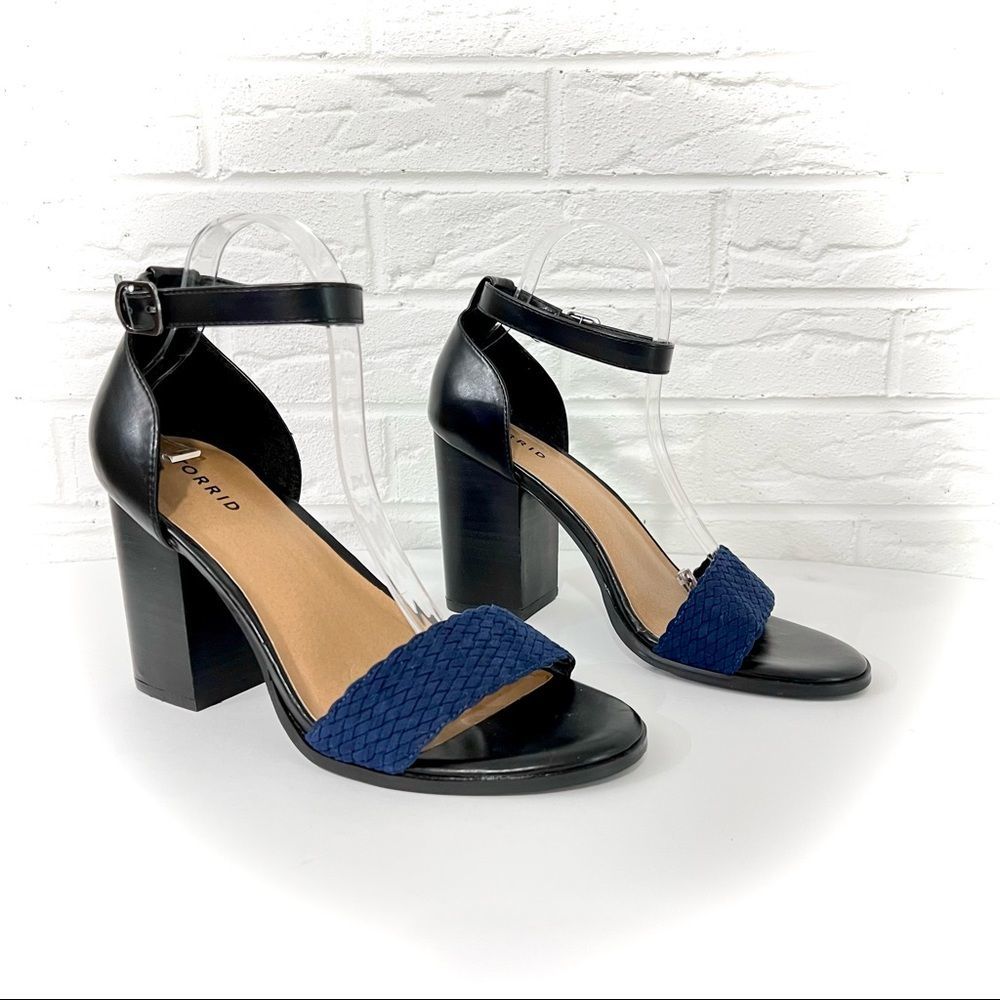 TORRID Black and Navy 4” Braided Heels Size 10